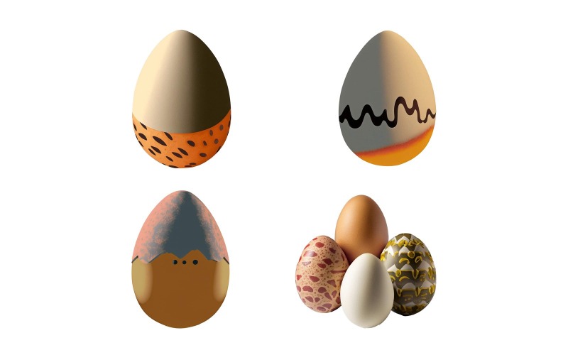 Easter eggs isolated on white background. Vector Graphic