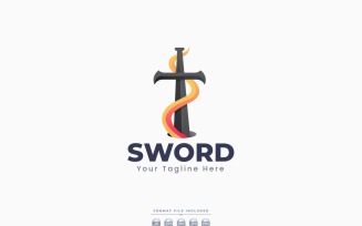 Flame Sword Logo Template Design