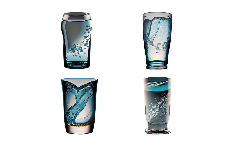 Glass with water and ice isolated on white background. Generative AI Vector Graphic