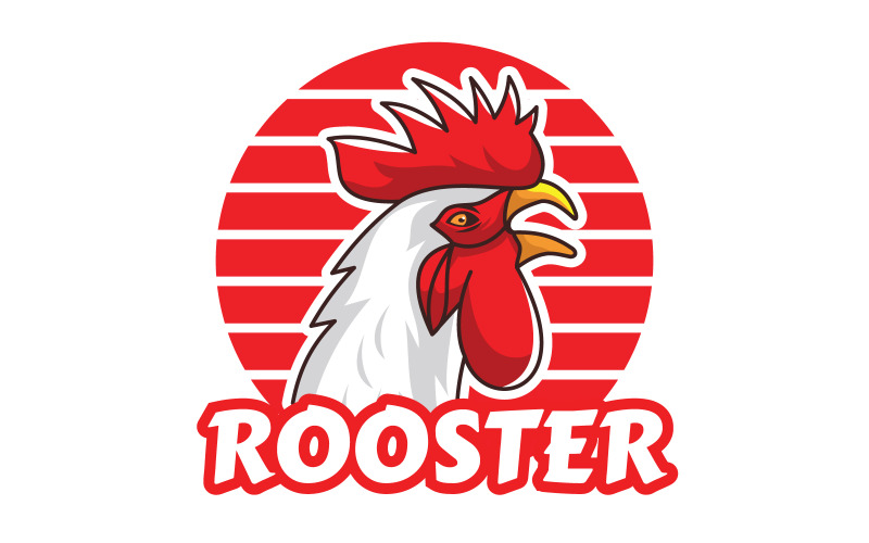 Illustration of cute cartoon of rooster Logo Template