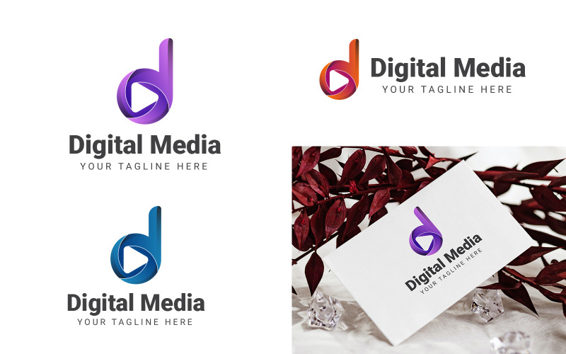 Letter d Digital Media Logo Logo Template