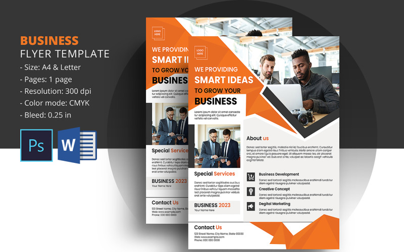 Creative Corporate Business Flyer Template. MS Word and Photoshop Corporate Identity