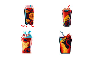 Illustration of a set of Pepsi drinks, isolated on a white background.