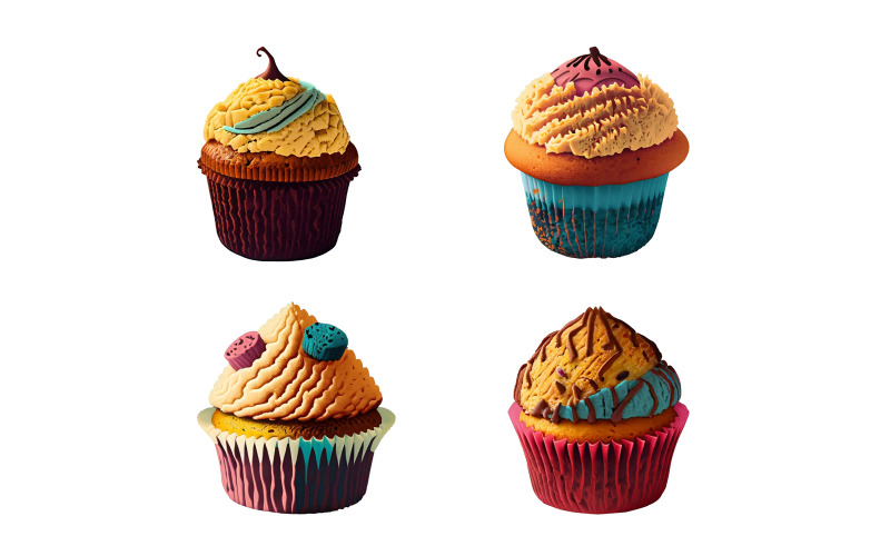 Muffin isolated on white background with clipping path. Vector Graphic