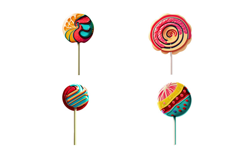 Set of colorful lollipops isolated on white background. Vector Graphic