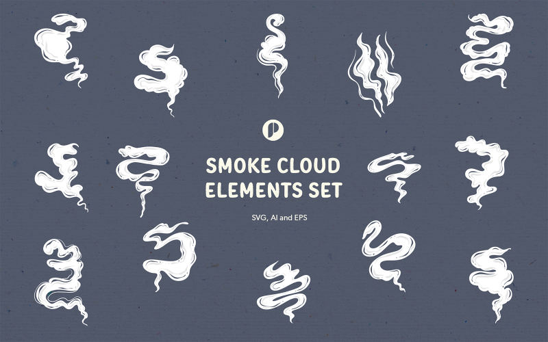 White Smoke Cloud Elements Set Illustration
