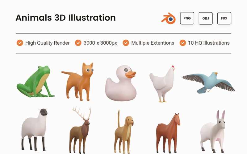 Animal 3D Illustration Set Model
