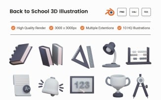 Back to School 3D Illustration Set