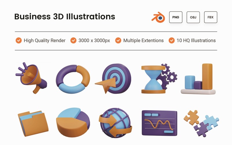 Business 3D Illustration Set Model