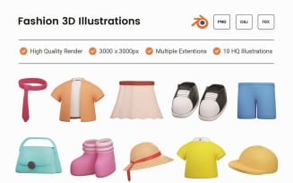 Fashion 3D Illustration Set