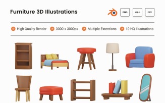 Furniture 3D Illustration Set