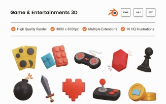 Game and Entertainment 3D Illustration Set