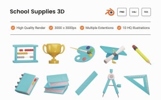 School Supplies 3D Illustration Set