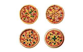 Set of pizza icons isolated on white background.