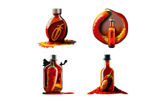 Tabasco oil in a glass bottle. Illustration on white background.
