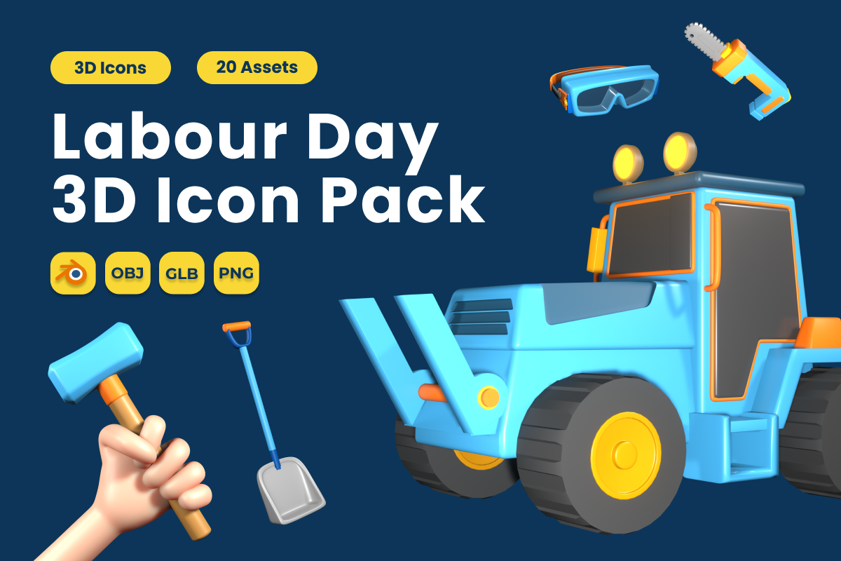 Labour Day 3D Icon Pack Vol 10