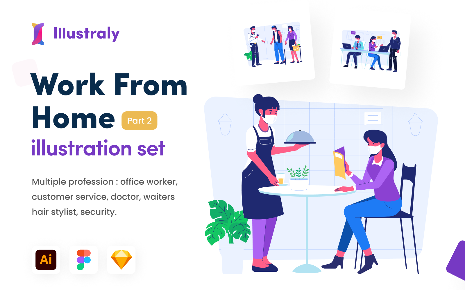 Illustraly - Work from Home Illustration set 2