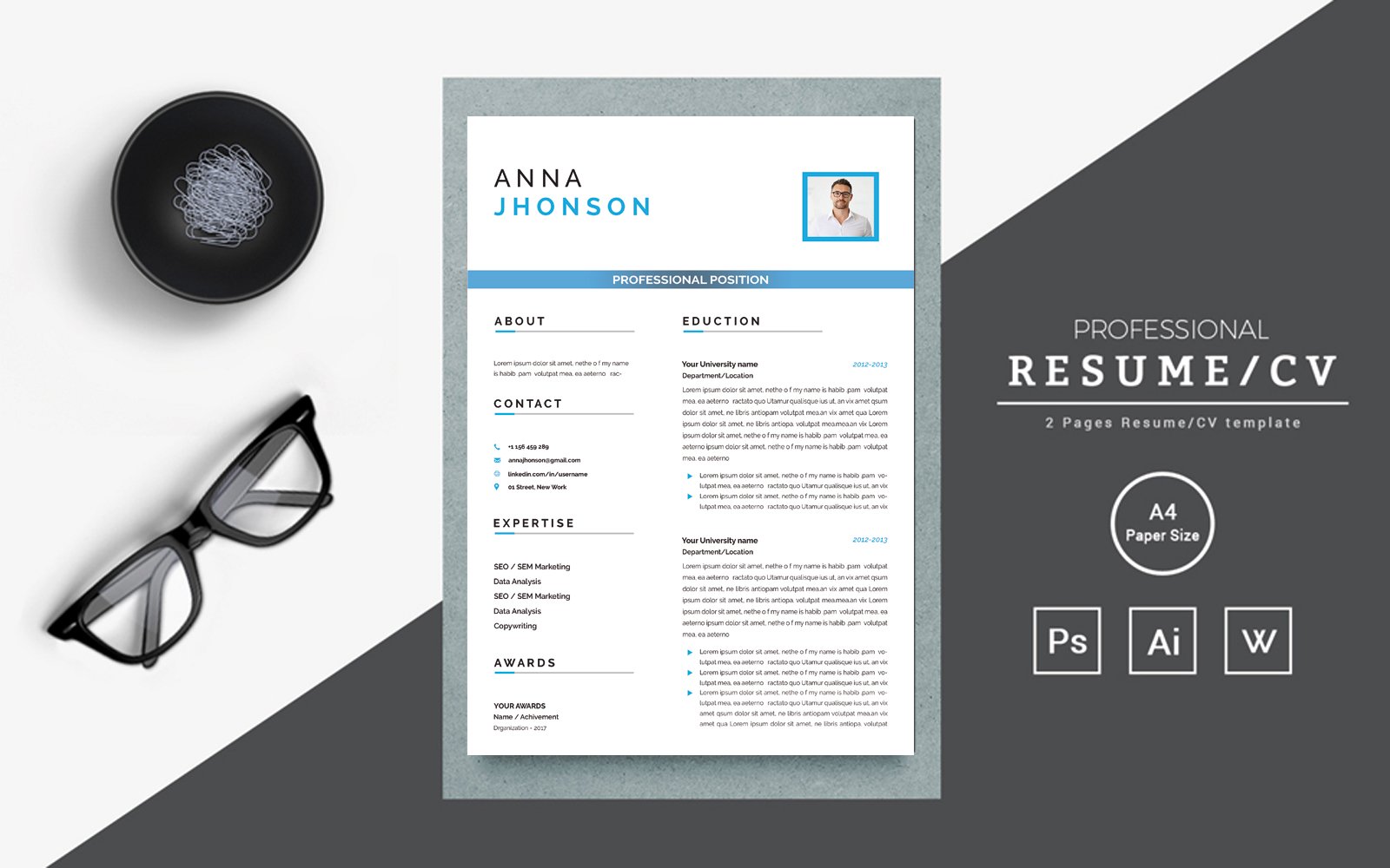Template #352452 Resume Template Webdesign Template - Logo template Preview