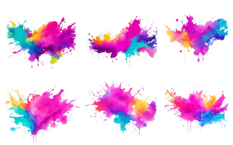 Abstract paint splatter brush background, Colorful paint ink splash Background
