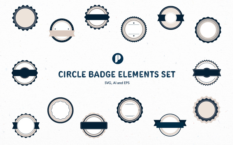 Circle Badge Elements Set Illustration