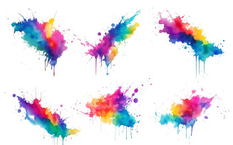 Colorful rainbow paint ink splash explosion watercolor splatter brush stroke