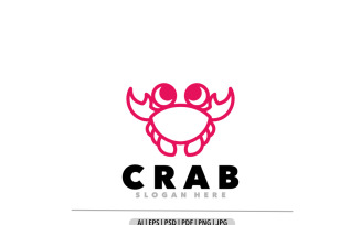Crab red line simple logo design