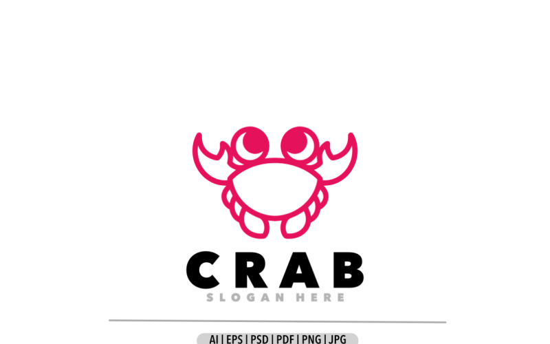 Crab red line simple logo design Logo Template