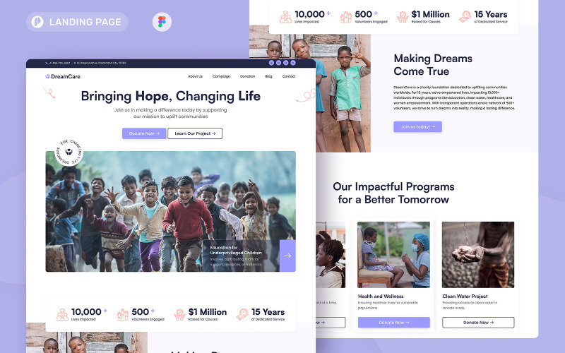 DreamCare - Charity Foundation Landing Page UI Element