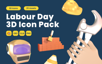 Labour Day 3D Icon Pack Vol 11