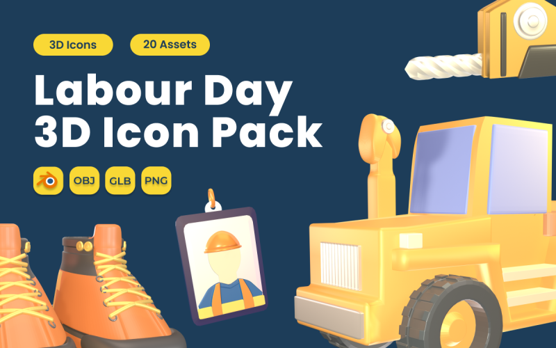 Labour Day 3D Icon Pack Vol 12 Model