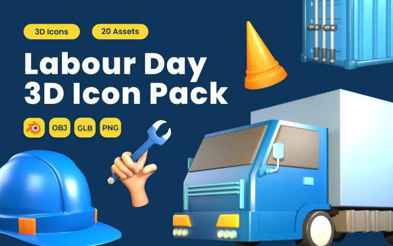 Labour Day 3D Icon Pack Vol 9 Model