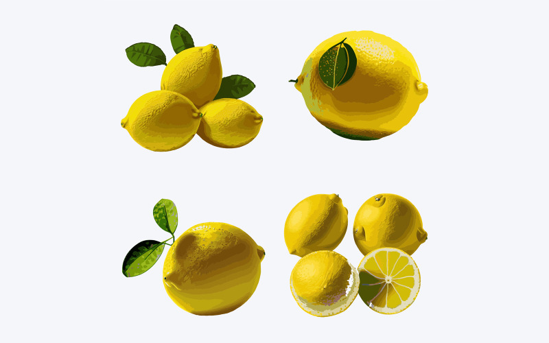 Lemon set. Vector illustration. Isolated on white background. Vector Graphic