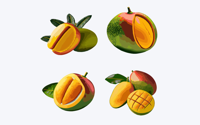 Mango icon set. Vector illustration of mango fruit vector set. Vector Graphic