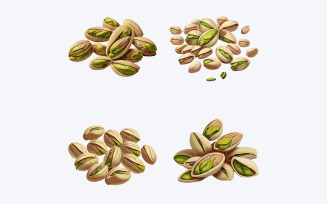 Pistachios set. Vector illustration of pistachio nuts.