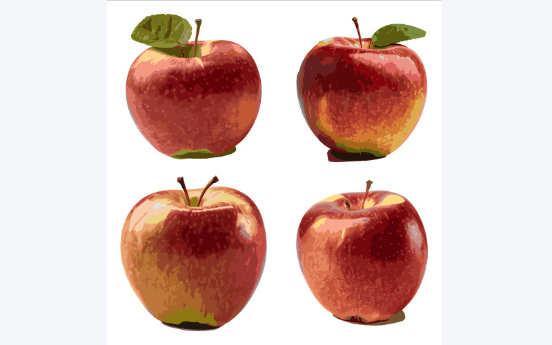 Set of red apples. Isolated on white background. Vector illustration. Vector Graphic