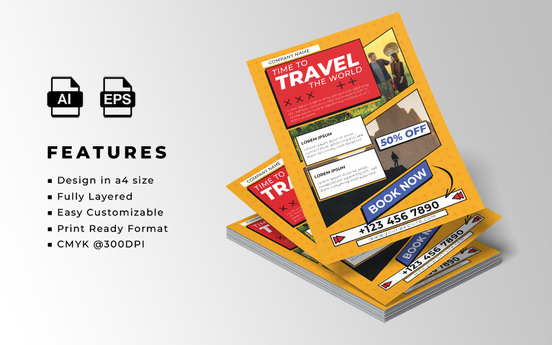 Travel Flayer Template Design Corporate Identity