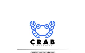 Crab blue line art design logo