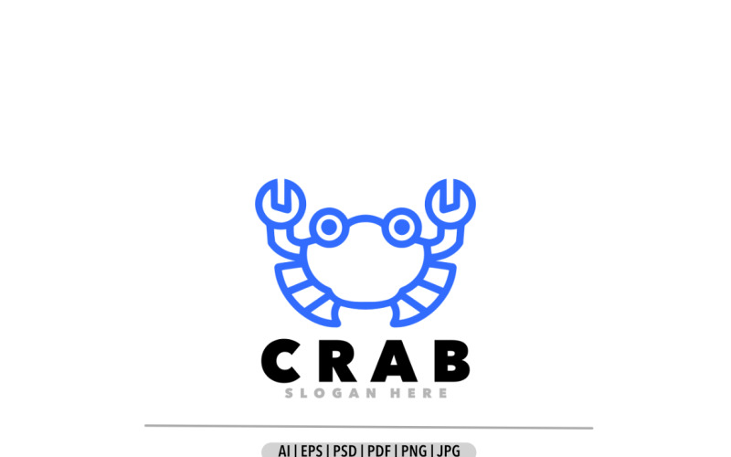 Crab blue line art design logo Logo Template