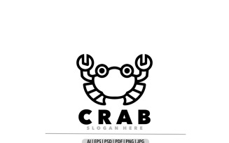 Crab line art logo template design