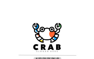 Crab line art outline logo template