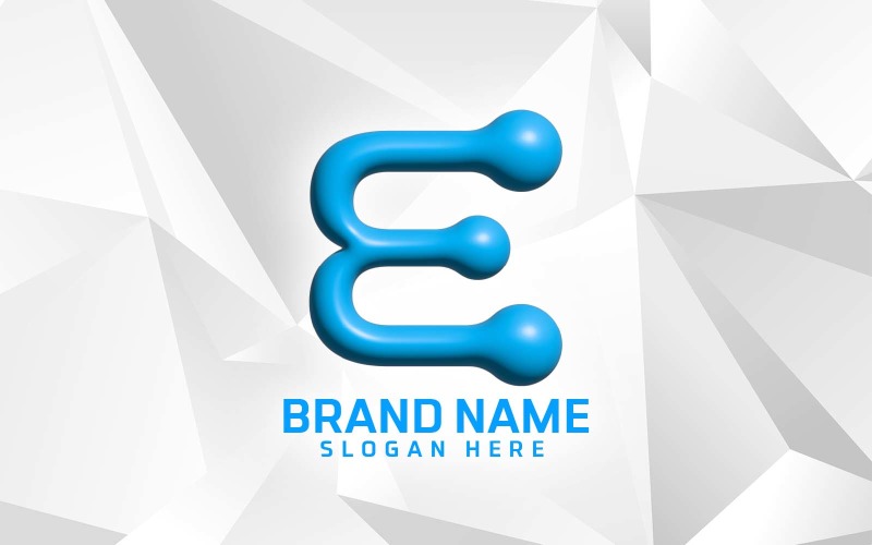 3D Inflate Software Brand E logo Design Logo Template