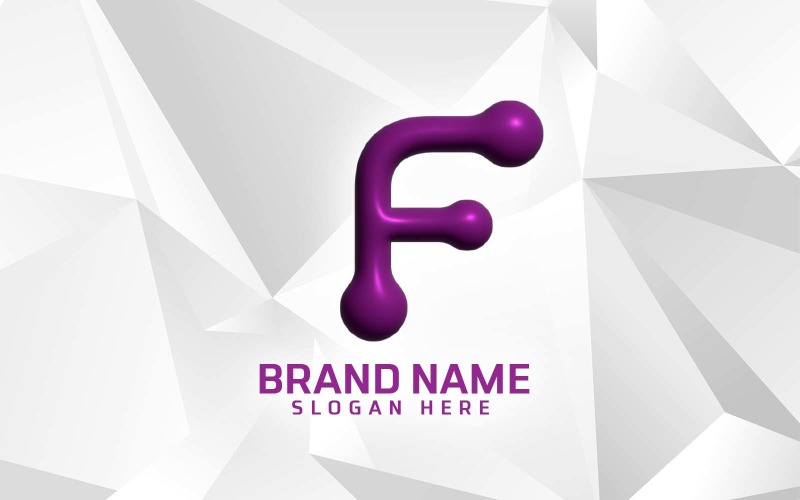 3D Inflate Software Brand F logo Design Logo Template
