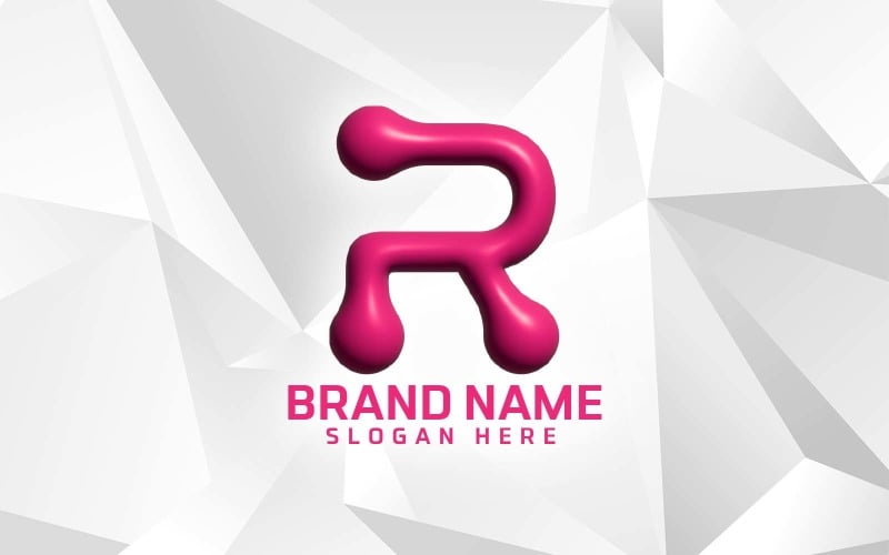 3D Inflate Software Brand R logo Design Logo Template