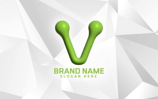 3D Inflate Software Brand V logo Design