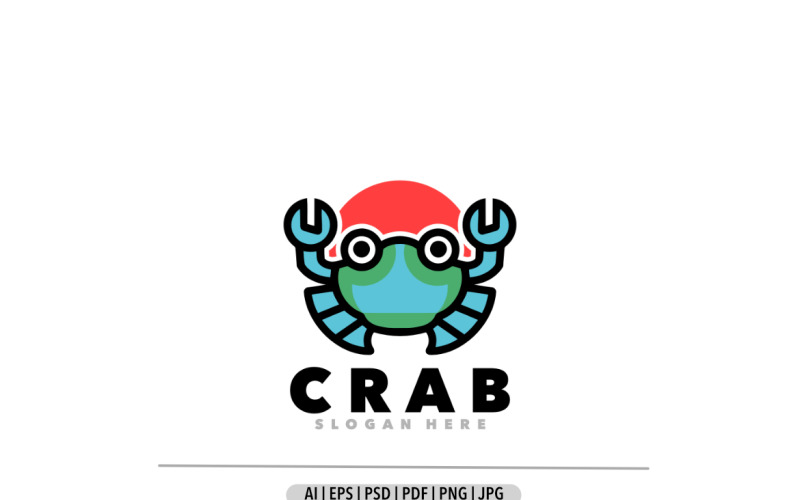 Crab line art shellfish logo Logo Template