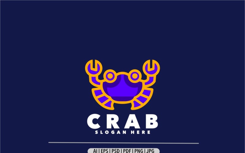 Crab line art simple design Logo Template