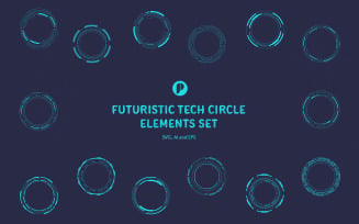 Futuristic Tech Circle Elements Set
