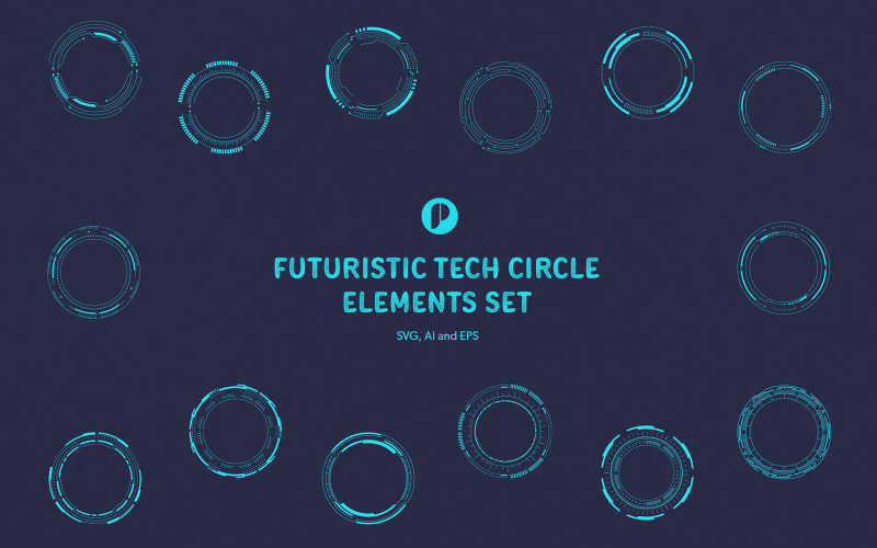 Futuristic Tech Circle Elements Set Illustration