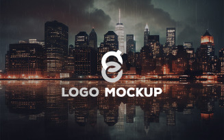 Logo Mockup With City Background