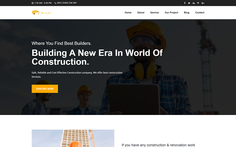 Brixal - Construction Building Business HTML Template Website Template